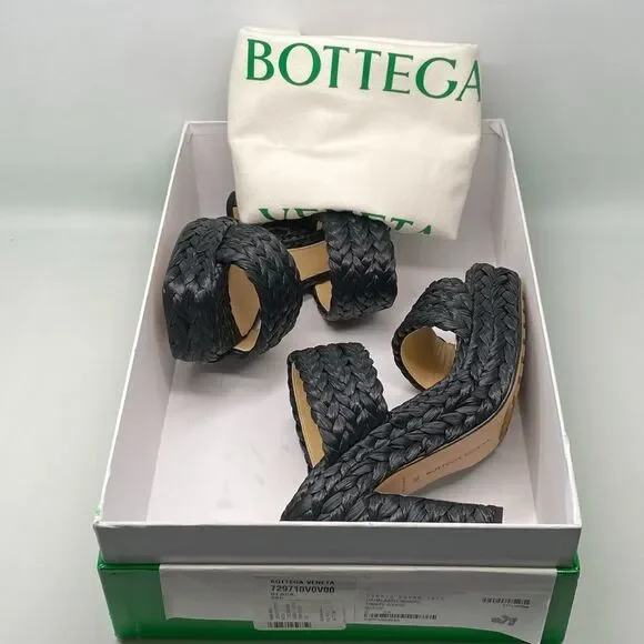 Bottega Veneta Trinity Weave Black Raffia Platform Sandals size 38 - Picture 11 of 13